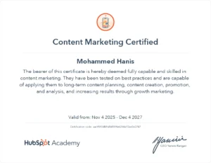 Official certification for Content Marketing strategy.